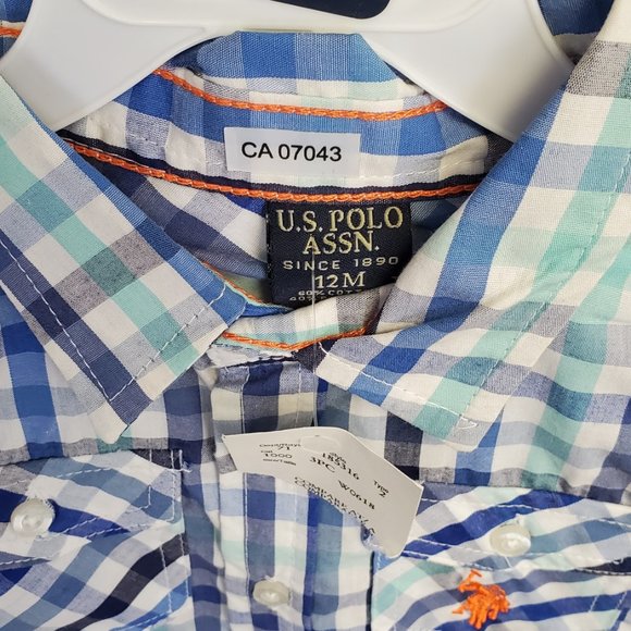 US Polo Assn Boys 12 months Button Front Shirt and shorts - Picture 2 of 5